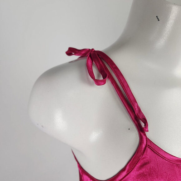 Vintage C.J. Selections Pink Silky Pleated Midi Slip Dress Size 7/8 - Picture 3 of 9